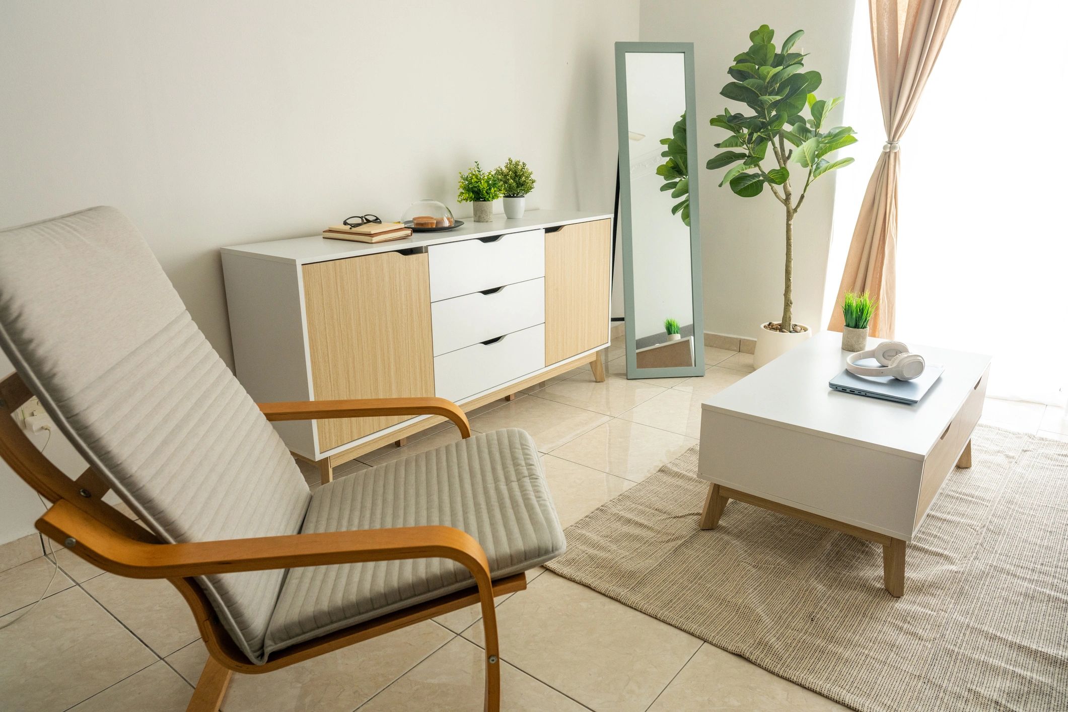 Calm modern living room for a fresh home fragrance moment